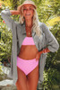 Gray Lightweight Shirt Style Beach Cover Up