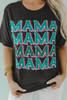 Black MAMA Letter Print Vintage Leopard Graphic T Shirt