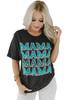 Black MAMA Letter Print Vintage Leopard Graphic T Shirt