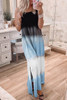 Sky Blue Spaghetti Strap Tie Dye Slit Maxi Dress