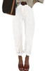 White Solid High Waist Casual Pants