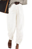 White Solid High Waist Casual Pants