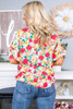 Red Floral Print Ruffled Short Sleeve V Neck Blouse Red Floral Print Ruffled Short Sleeve V Neck Blouse