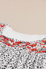 Leopard Floral Embroidery Square Neck Flutter Sleeve Blouse