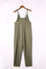 Green Textured Sleeveless V-Neck Pocketed Casual Jumpsuit