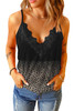 Black Gradient Leopard Lace V Neckline Tank Top