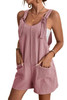 Pink Adjustable Straps Pocketed Textured Romper