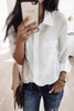 White Solid Color Textured Long Sleeve Shirt