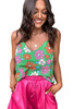 Green Adjustable Spaghetti Straps Floral Print Tank Top