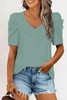 Green Puff Sleeve V-Neck T-Shirt Green Puff Sleeve V-Neck T-Shirt