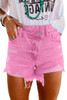Pink High Rise Crossover Waist Denim Shorts Pink High Rise Crossover Waist Denim Shorts