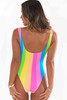 Multicolor Striped Square Neck Open Back One-piece Swimsuit