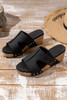 Black Cut Out Rivet Slip-on Wedge Slippers