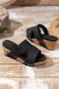 Black Cut Out Rivet Slip-on Wedge Slippers