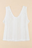 White Lace Crochet Open Back U Neck Tank Top