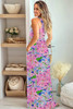 Pink Sleeveless High Waist Pocketed Floral Maxi Dress