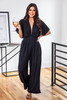 Black Deep V Neck High Waist Wide Leg Jumpsuit