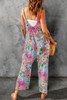 Multicolor Vibrant Summer Floral Print Spaghetti Strap Jumpsuit