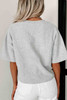 Gray Corded Drop Shoulder Short Sleeve Top