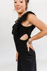 Black Cut Out Ruffle Sleeve High Waist Jumpsuit