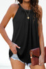 Black Pleated Round Neck Loose Sleeveless Top Black Pleated Round Neck Loose Sleeveless Top