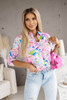 Pink Abstract Floral Print Buttoned Sheath Long Sleeve Shirt Pink Abstract Floral Print Buttoned Sheath Long Sleeve Shirt