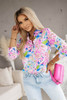 Pink Abstract Floral Print Buttoned Sheath Long Sleeve Shirt Pink Abstract Floral Print Buttoned Sheath Long Sleeve Shirt