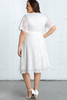 White Scalloped Lace Wrap V Neck Plus Size Dress