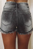 Gray Acid Wash Raw Edge Skinny Denim Shorts