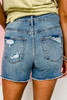 Sky Blue Raw Hem High Waist Denim Shorts