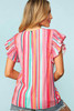 Stripe Abstract Print Stitching Ruffle Sleeve Blouse Stripe Abstract Print Stitching Ruffle Sleeve Blouse
