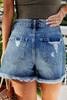 Sky Blue Distressed Raw Edge Jean Shorts