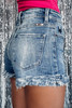 Blue Raw Hem High Waist Skinny Denim Shorts