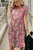 Floral Print Short Sleeve A-line Dress