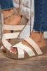 Beige Braided Detail Criss Cross Platform Slippers Beige Braided Detail Criss Cross Platform Slippers