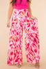 Rose Boho Abstract Floral Print Wide Leg Pants