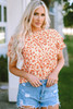 Orange Floral Tiered Flutter Sleeve Blouse