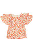 Orange Floral Tiered Flutter Sleeve Blouse