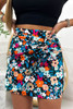 Black Floral Print Twisted High Waist Bodycon Mini Skirt