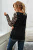 Lace Up Neck Leopard Long Sleeves Top