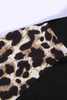 Lace Up Neck Leopard Long Sleeves Top