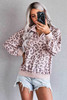 Pink Leopard Zipped Collar Sweatshirt