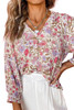 Floral Print Buttoned Puff Sleeves Shirt