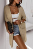 Khaki Dolman Half Sleeve Pocketed Long Cardigan Khaki Dolman Half Sleeve Pocketed Long Cardigan