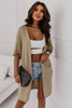 Khaki Dolman Half Sleeve Pocketed Long Cardigan Khaki Dolman Half Sleeve Pocketed Long Cardigan