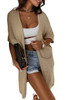 Khaki Dolman Half Sleeve Pocketed Long Cardigan Khaki Dolman Half Sleeve Pocketed Long Cardigan