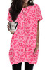 Pink Leopard Print Short Sleeve Tunic Top