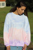 Multicolour Color Block Tie Dye Pullover Sweatshirt