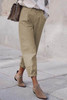 Khaki Solid High Waist Casual Pants