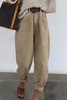 Khaki Solid High Waist Casual Pants
